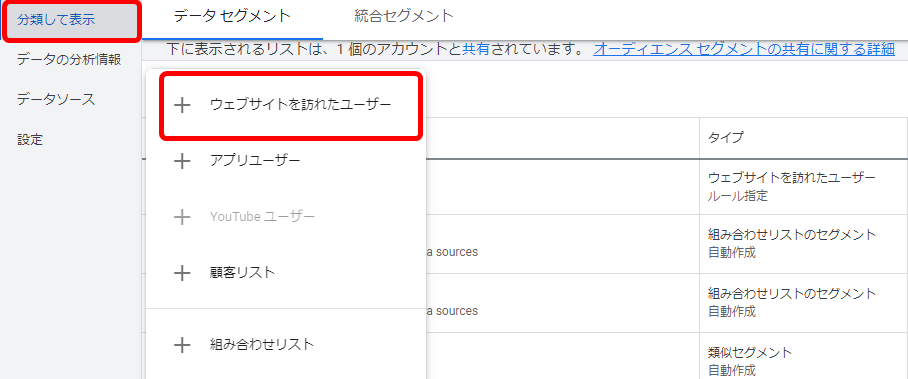 リターゲティングリストの作成・設定