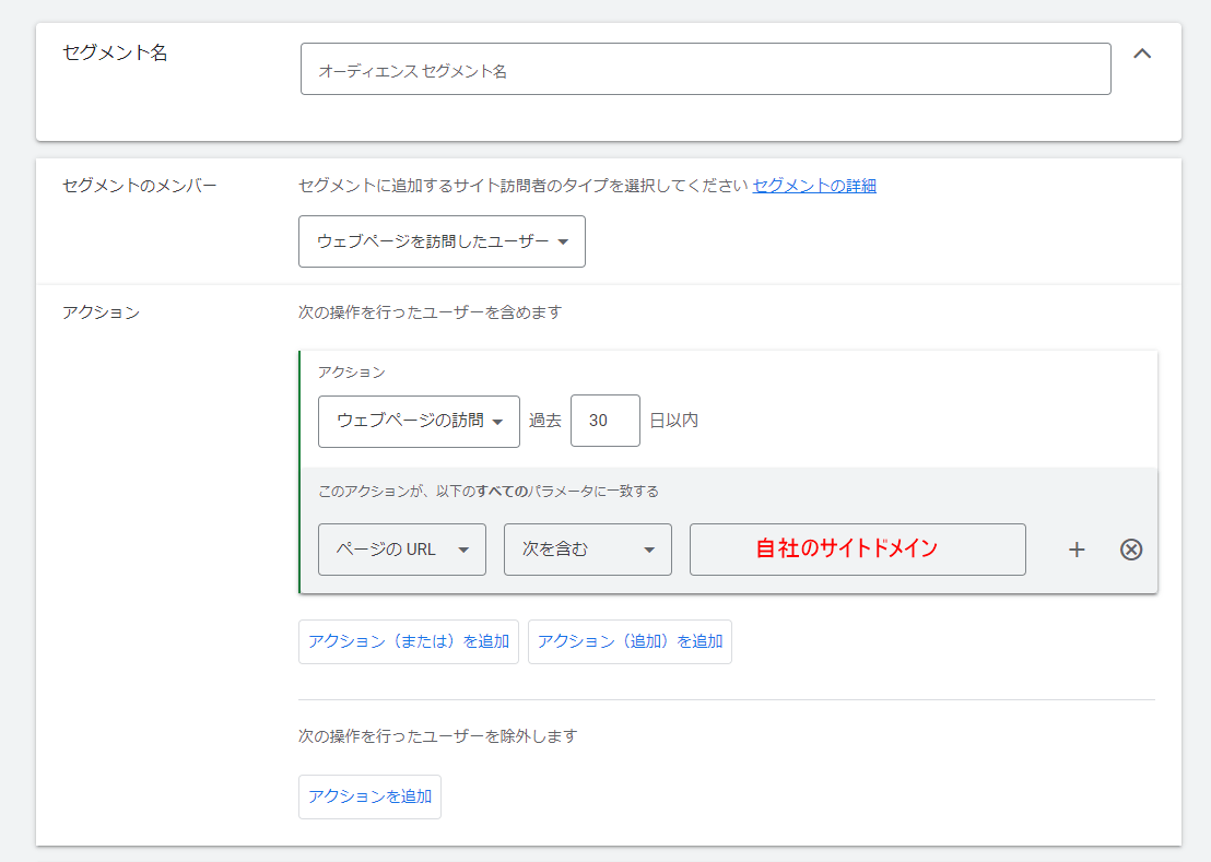 リターゲティングリストの作成・設定