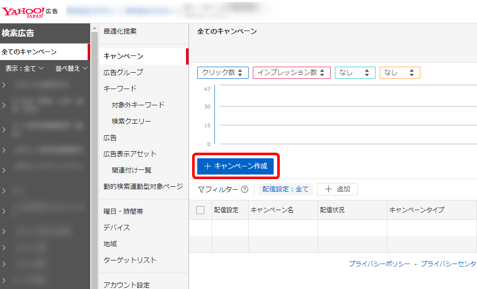 リスティング広告 始め方 Yahoo!広告  キャンペーン