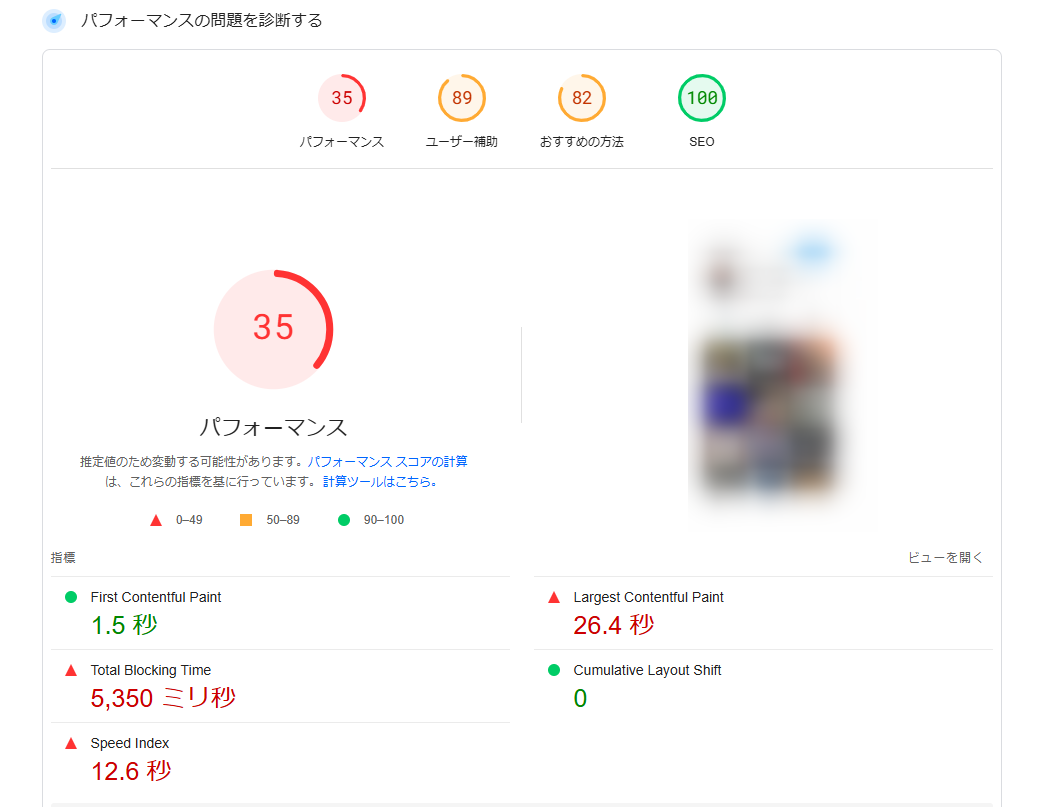 PageSpeed Insights ページスピードインサイト  使い方 ラボデータ