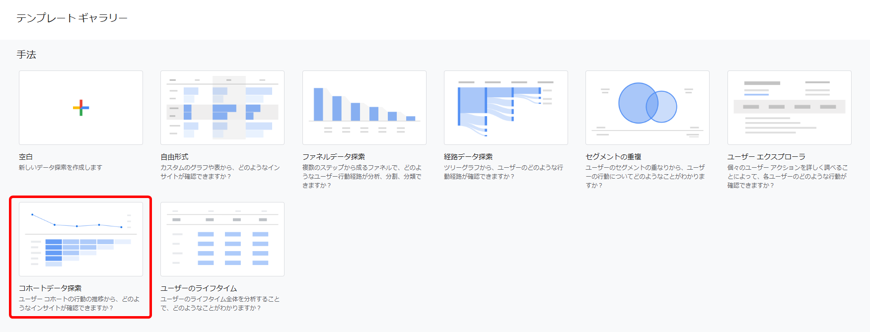 GA4  コホート コホート検索 探索 方法