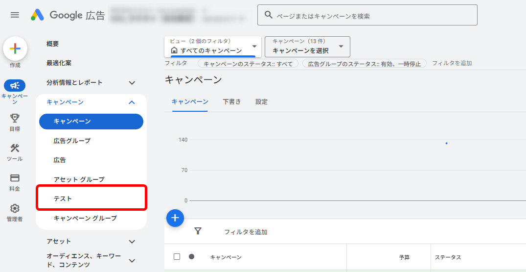 Google広告 ABテスト カスタムテスト 